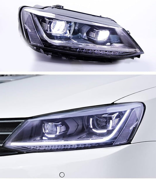 Headlights LED DRL suitable for VW Jetta Mk6 VI (2011-2017) Dynamic Turn Light Xenon Matrix Design
