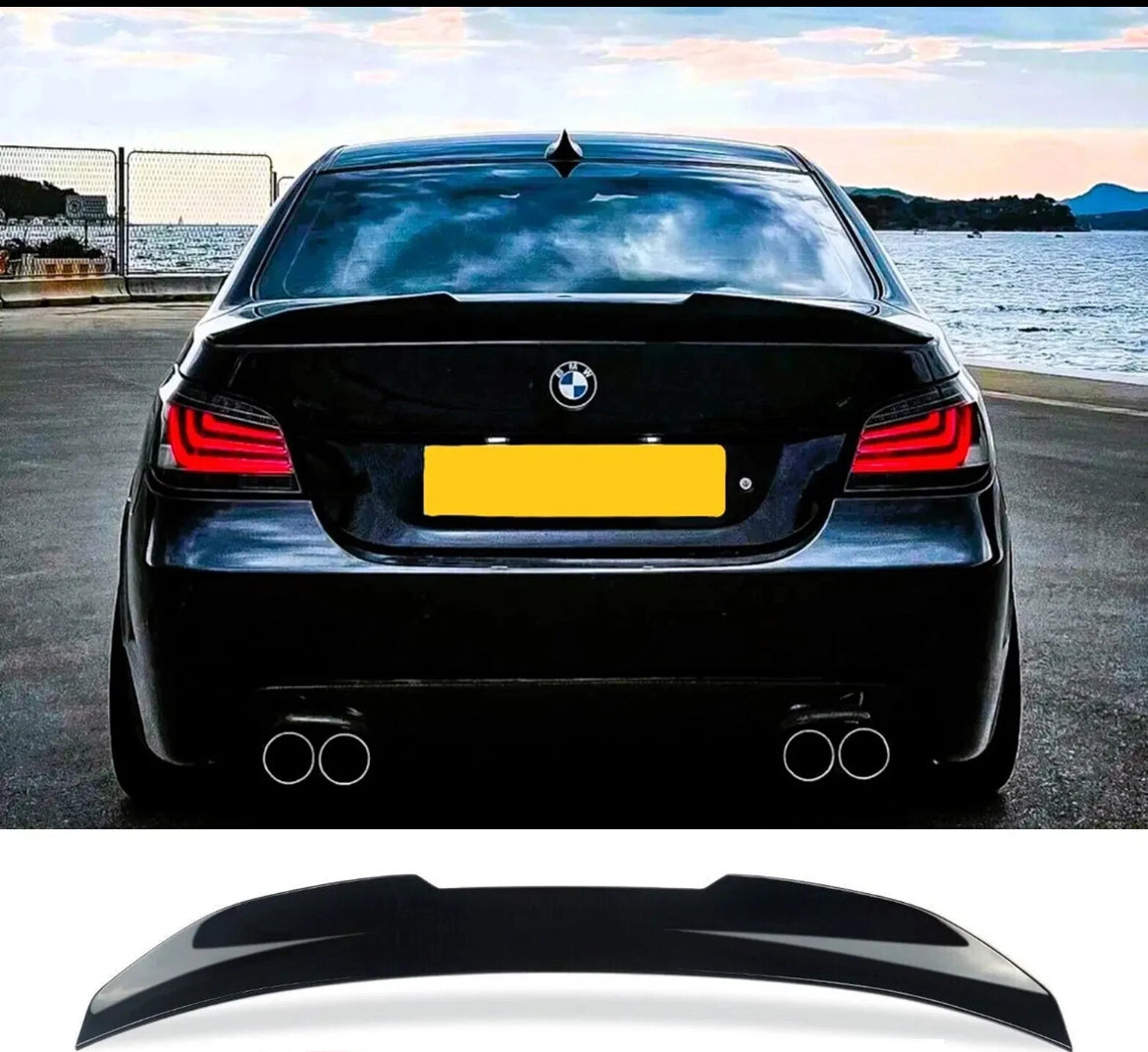 BMW 5 E60 Gloss Black Rear High Kick Ducktail PSM Spoiler Boot Wing