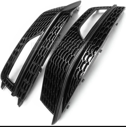 AUDI A4 B8.5 SLINE GLOSS BLACK FRONT BUMPER FOG GRILLES