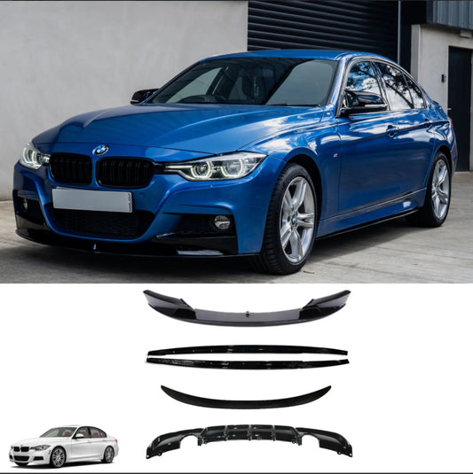 BMW 3 SERIES F30 M SPORT 2012-2018 GLOSS BLACK FULL AERO BODY KIT - DIFFUSER 0___0