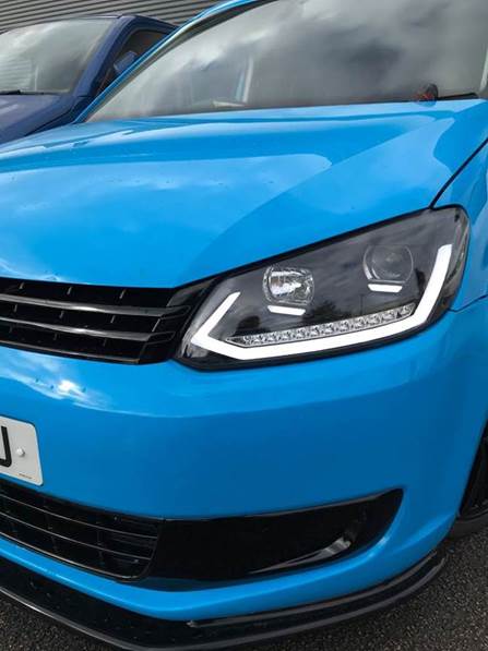 VW Caddy Mk3 Headlights LED DRL Headlamps Dynamic Sequential Flashers 2010-15
