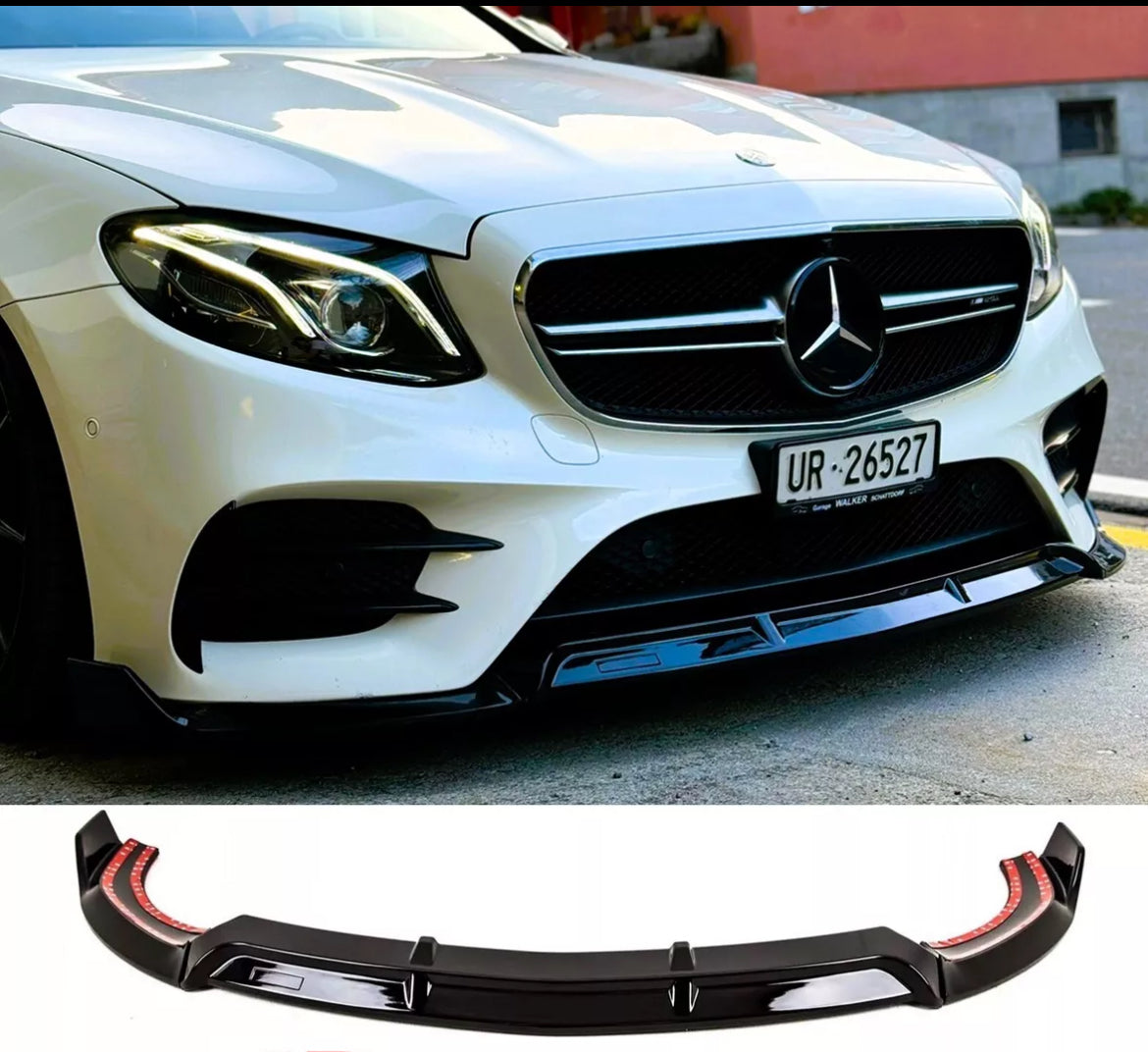 Mercedes E Class E43 E53 AMG Line Gloss Black Front Splitter Spoiler Lip W213