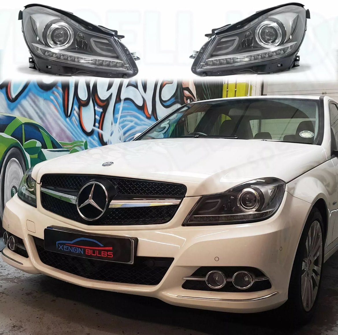 Mercedes C Class W204 LED headlamps headlights facelift projector drl c63