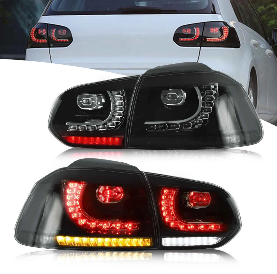 Tail Lights SMOKED Rear Brake Lamps Fit VW Golf VI MK6 GTI R 2010-2014