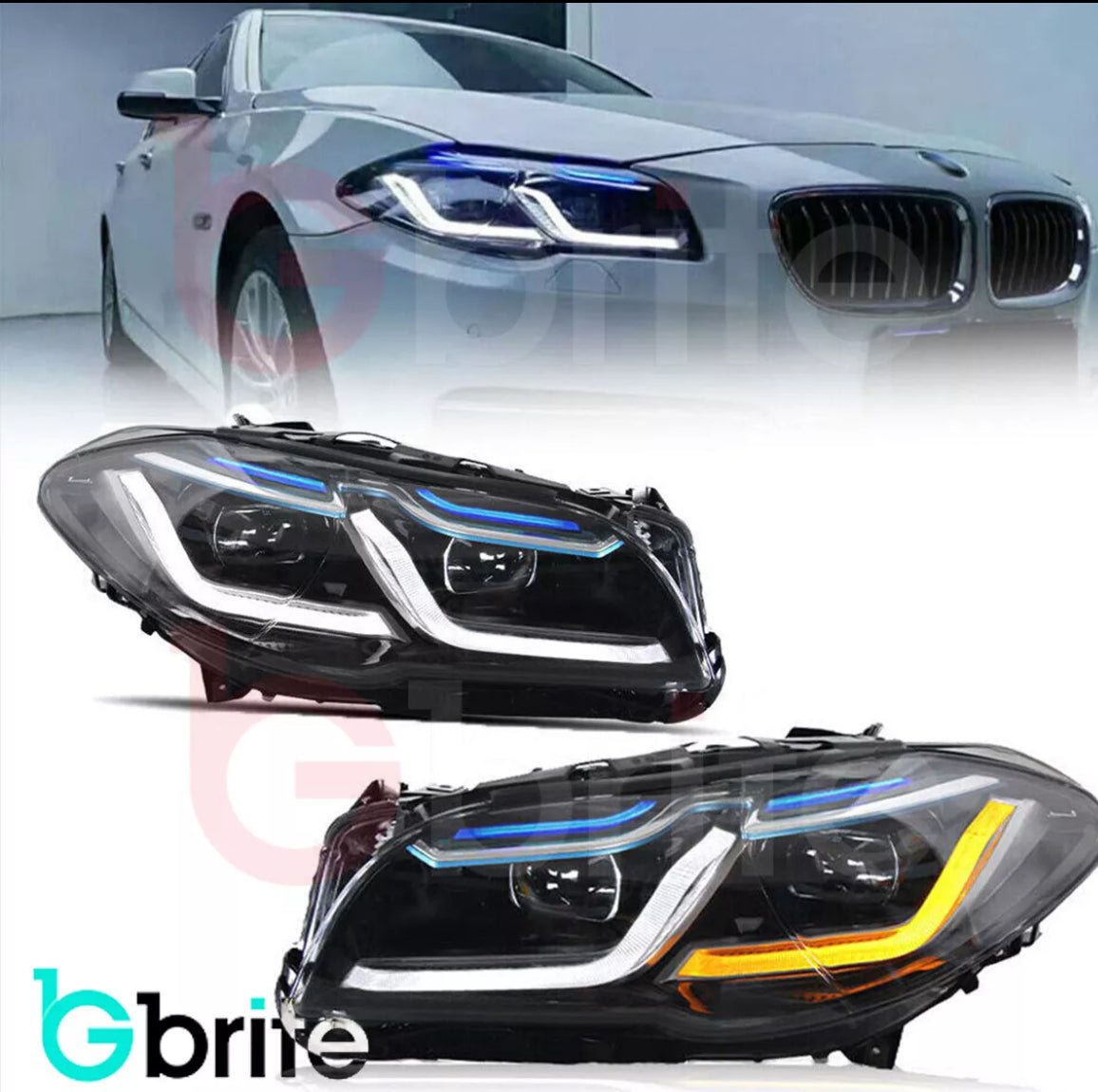 BMW 5 Series F10 F11 LED DRL Indicator Projector Headlamps G30 LCI Style 2010-13