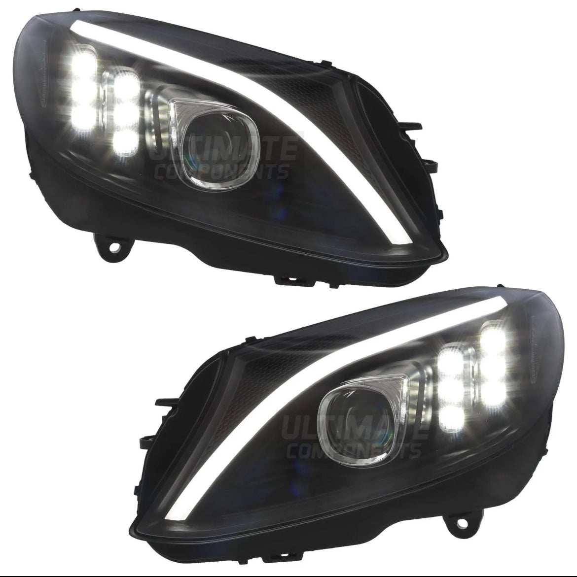 Headlights Mercedes C Class 2014-2018 W205 S205 Black Dynamic Indicators