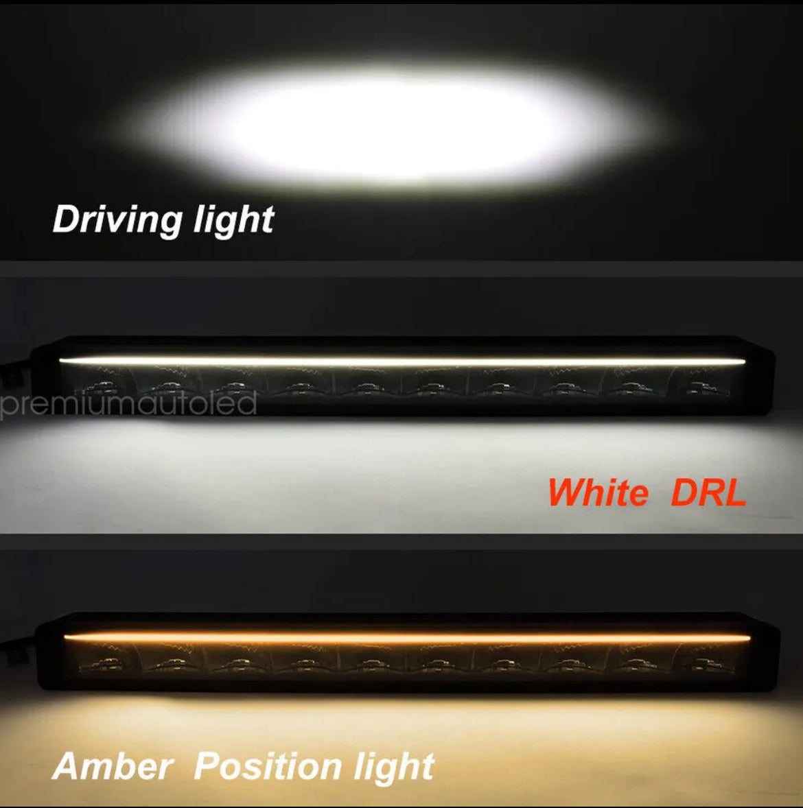 Silm Row LED Light Bar Night Offroad With DRL Park Light