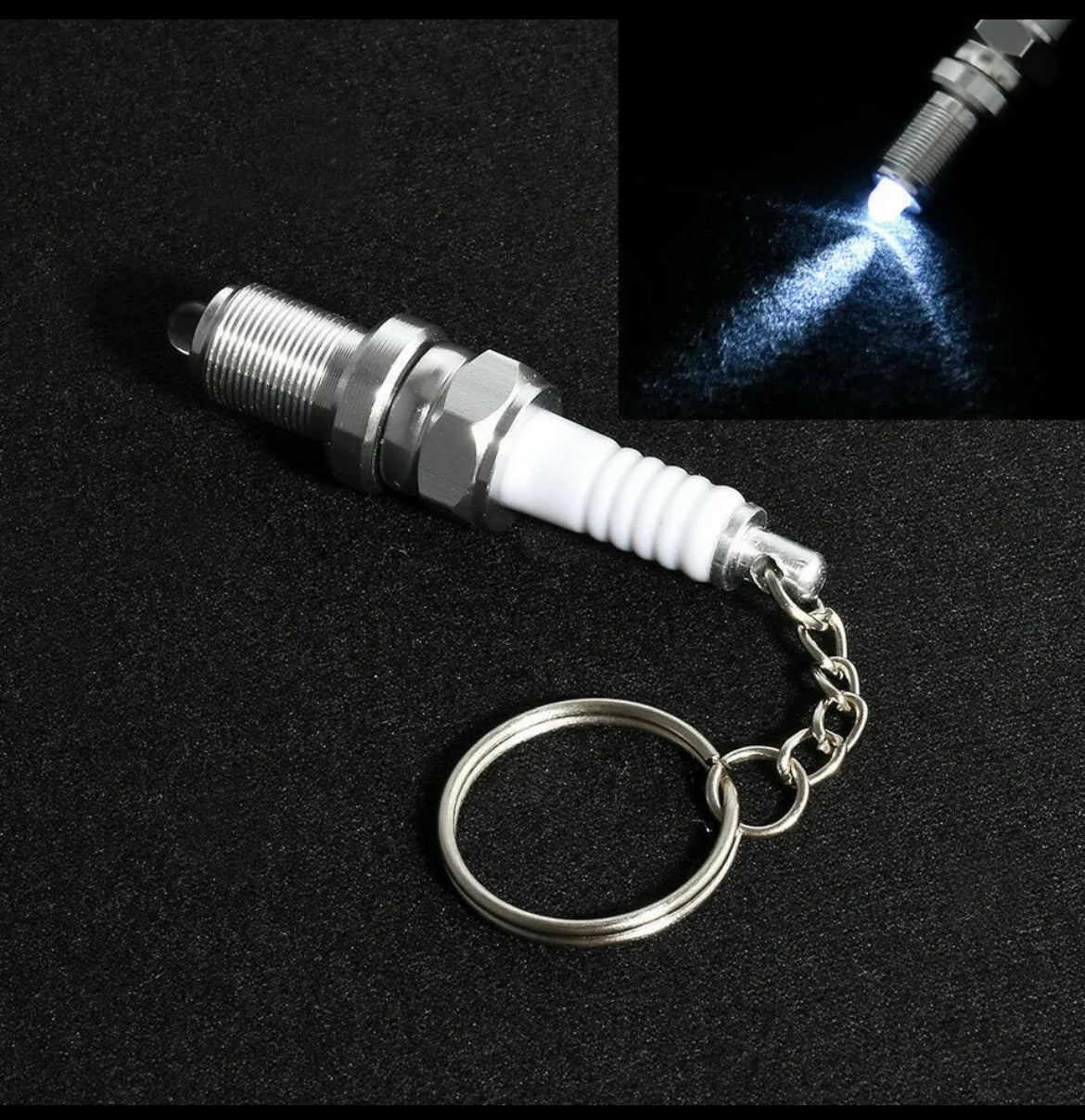 LED Light Spark Plug Keychain Key Chain