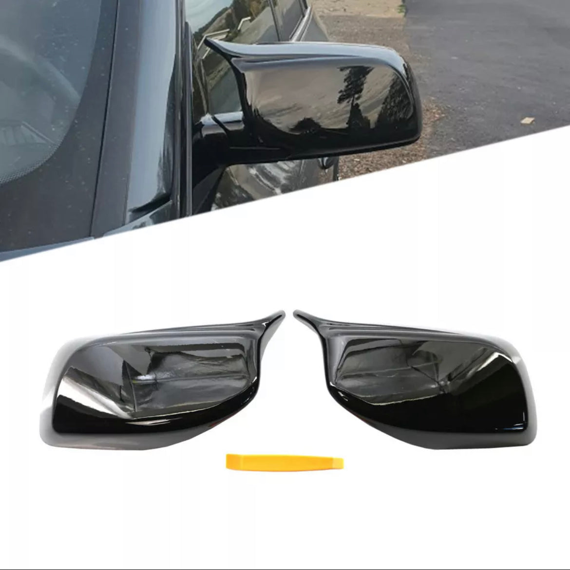 M Style Gloss Black Side Rearview Mirror Cover Caps For BMW E60 E61 2003-2007
