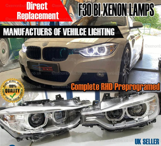 Aftermarket BMW F30 Bi Xenon Headlamps same as oem Genuine angel eyes LED