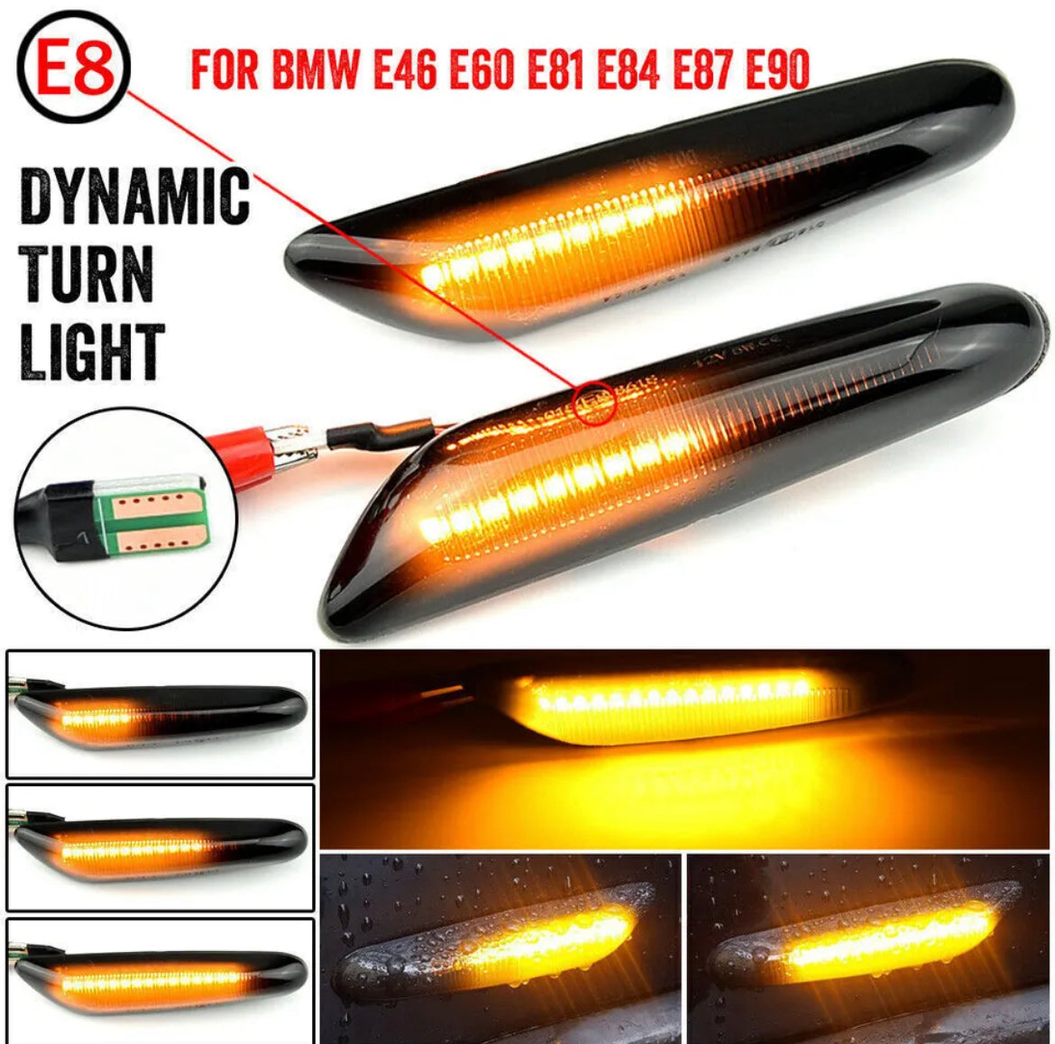 Dynamic LED Turn Signal Side Light Indicator For BMW E90 E91 E92 E60 E46 E87 E82