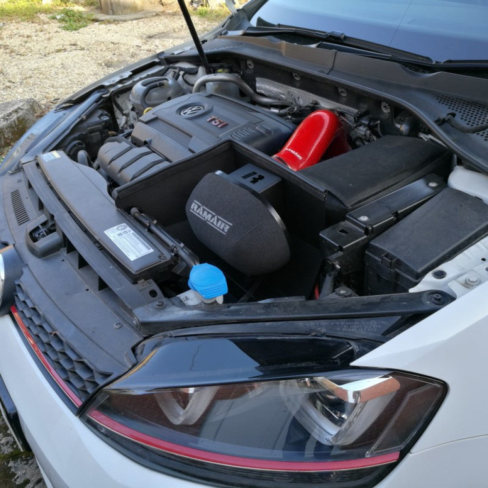 Ramair Air Filter & Heat Shield Induction Kit – Red Intake Hose – VW MK7 Golf GTI & R, Audi A3, S3 8V, Seat Leon Cupra 280 & Skoda Octavia RS