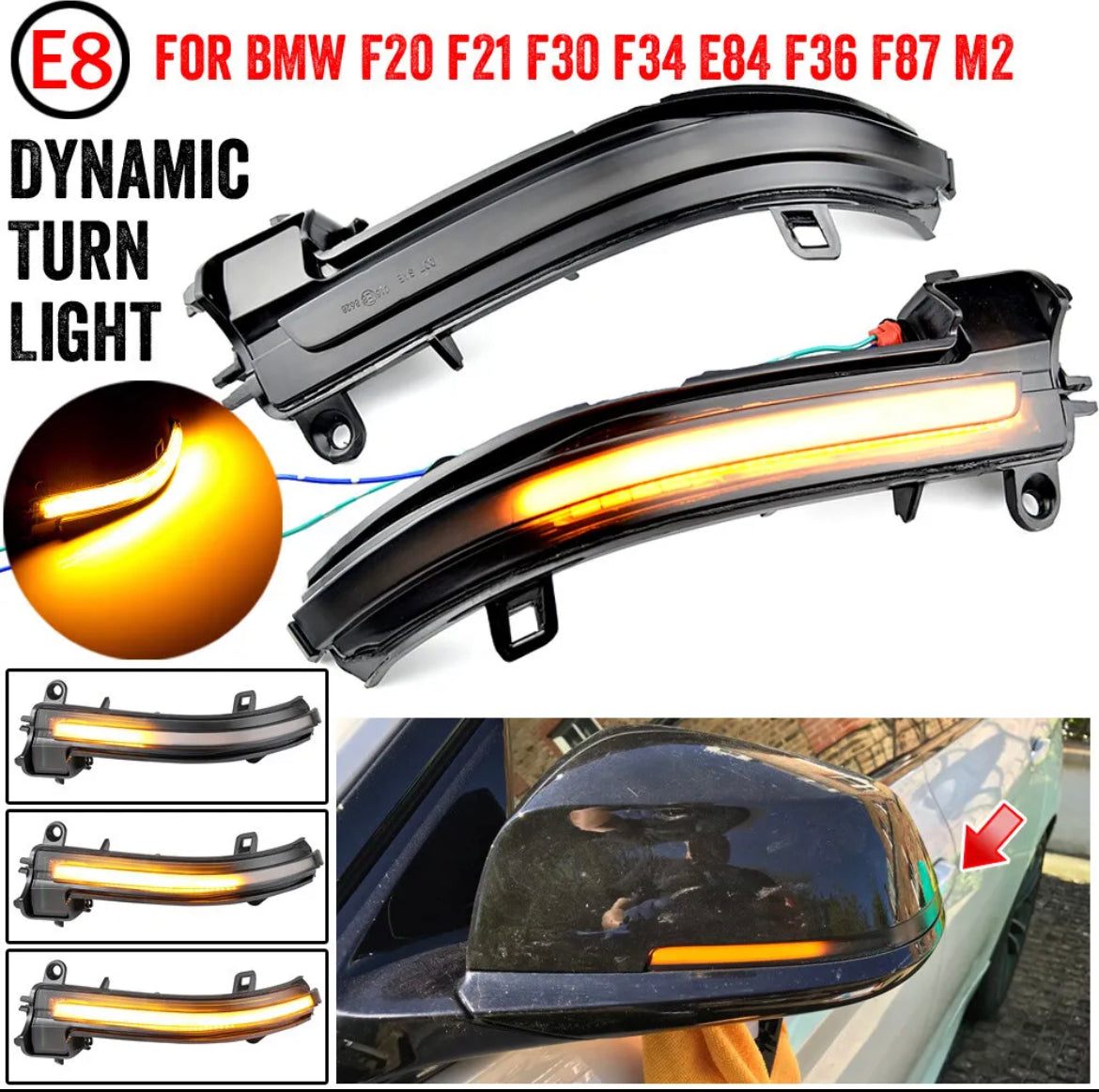 Dynamic Led Side Door Wing Mirror Indicator Light For Bmw F30 F31 F32 F34 F20 X1