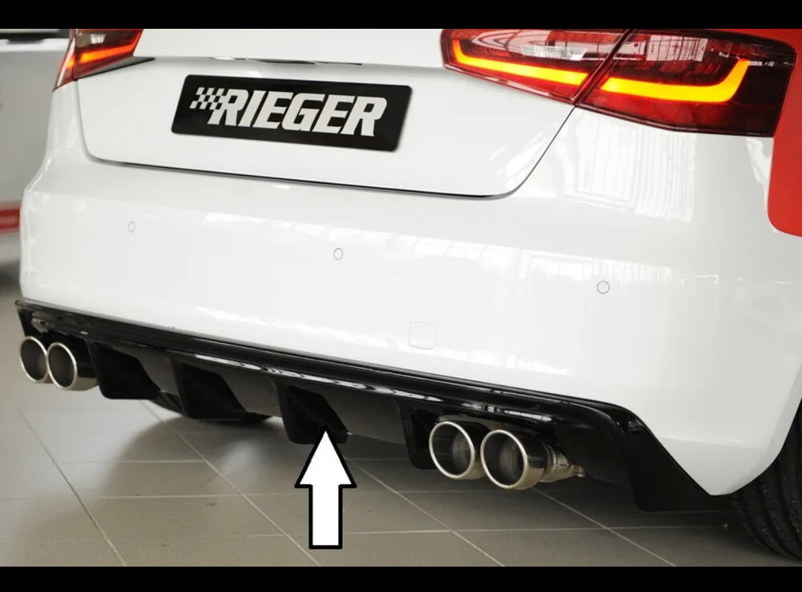 Audi A3 8V 2012-2016 RIEGER Rear Diffuser Quad Exit - GLOSS BLACK ...