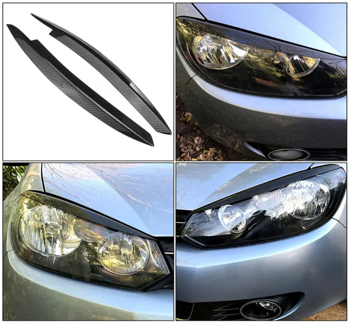 Carbon Eyebrows Brows Eyelid Cover For VW GOLF 6 MK6 2008-2013